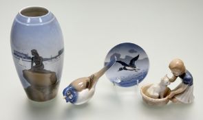 A collection of Royal Bing & Grøndahl (B&G) Copenhagen porcelain wares comprising, a baluster vase