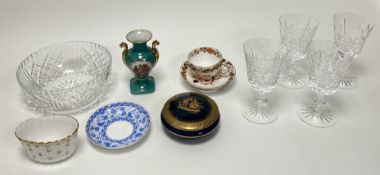A collection of assorted decorative table wares, comprising an Edinburgh Crystal fruit bowl with