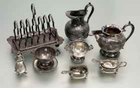A pair of Victorian Hamilton & Inches Edinburgh silver two handeld table salts on circular bases: h.
