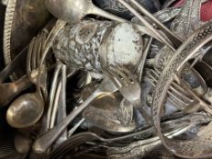 A large collection of epns, white metal, and pewter to include an oval gallery tray, two soup