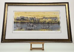A 20thc School, A Dazzle of Zebra's print, 684/700, signed indistinctly and dated '98 in pen