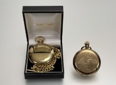 A vintage Elgin, Illinois, USA gilt metal cased full hunter pocket watch with white enamel dial,