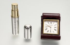 A Birmingham silver travel perfume atomiser case with domed top: h. x 8cm d. x 1.7cm together with a