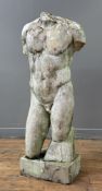 A painted moulded resin torso of a male nude after the Antique. 127cm.
