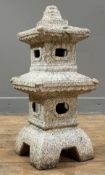 A modern painted ceramic pagoda garden lantern. 48cm.