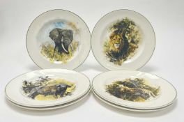 A collection of six Wedgwood plates designed by David Shephard for the World Wildlife Fund,