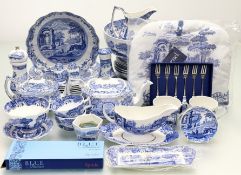 A collection of later Copeland Spode blue and white Italian pattern wares comprising, a graduated