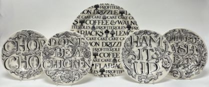 A collection of four Emma Bridgewater 'Feasting' sideplates, comprising 'HAM IT UP', 'DON'T BE A