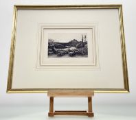 Samuel Palmer (1805-1881), Eclogue 6 - A Piping Shepard with his Flock, etching, paper label