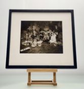 A collection of framed Ephemera Victorian / Later black and white photographs comprising, a family