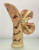 A ceramic studio work vase by Philomena Pretsell (Scottish School), in the form of a bow, with