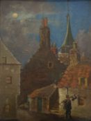 An Early 19thc School, Near Stonehaven Harbour, oil on board, inscribed in ink verso, in a gilt