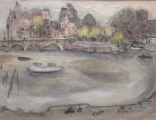 Valerie Fraser RSW (Scottish 1933-), Morning Tide Vert Galant, mixed media on paper, signed bottom