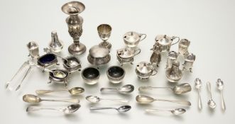 A collection of various part sets of condiments to include a four-piece Birmingham square tapered