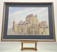 Alan Dickinson (20thc School), Governor House Domme Dordogne, watercolour, signed bottom left, in