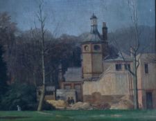 John Bulloch Souter (Scottish 1890-1972), An Army Base in Winter, oil on canvas, signed bottom