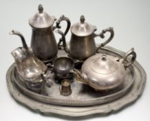A collection of epns to include an oval engraved gallery drinks tray: h. x 3.5cm l. x 45.5cm w. x