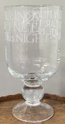 A large Emmma Bridgewater handcrafted Polish crystal storm lantern with knopped stem and 'DID MY