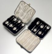 A Queen Elizabeth II set of six Birmingham silver panel terminal coffee spoons: l. x 9.5cm in