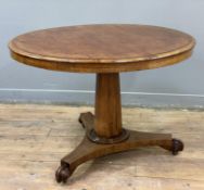 A Victorian mahogany breakfast table, circular tilt-top raised on octagonal column and platform