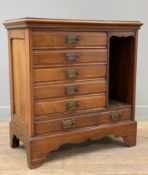 An Edwardian mahogany chest of drawers, fitted with seven drawers and shaped apron raised on bracket