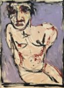 A Contemporary School, A seated nude figure, oil on canvas, unsigned, unframed. (122cmx92cm)