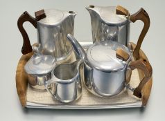 A Mid-20thc Picquot Ware Coffee service comprising, two coffee pots (h-19cm), a teapot (h-15cm), a