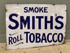 An early 20th century Smith's Tobacco enamel sign: H. 59cm W. 76cm