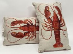 A pair of Emma Bridgewater linen rectangular striped lobster pillows (l. 46cm) with original sleeves