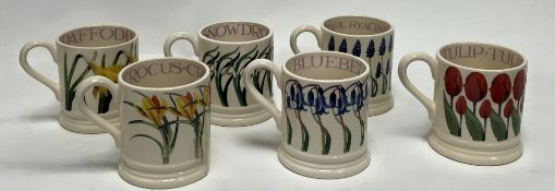 A collection of six Emma Bridgewater 0.5 pint stoneware mugs with floral designs, comprising '