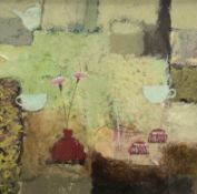 James Fraser RSW (Scottish 1958-), Tea for Two, mixed media, signed bottom left, gallery label