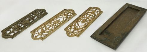 A group of cast metal decorative finger mounts, with pierced rococo revival style design and