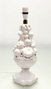 A Casa Pupo style ceramic table lamp, modelled as a bowl of fruit, in a white glaze. (h-46cm)