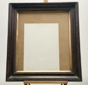 A graduated pair of glazed stained wooden frames with a gilt slip (59cmx52cm 65cmx55cm). (2)