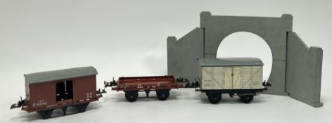 A Hornby 0 Gauge No.1 Goods Van XP 8-6, 12T E182153 (wheels a/f), together with a vintage Honrby 0