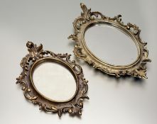 A Rococo Style decorative mirror, with gold painted scrolling frame (31cmx18cm), together with a