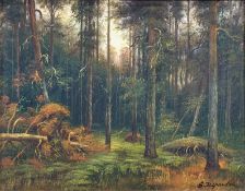 S.Depardon (Late 20thc), Forest Light, oil on panel, signed bottom right, in a gilt compositon