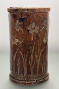 A tooled leather umberella / stick stand by Finnegans Ltd Manchester Deansgate, with gilded
