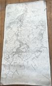 A large mid 19thc ordanance survey print of a map of Midlothian, Dalkeith and sorrounding areas,
