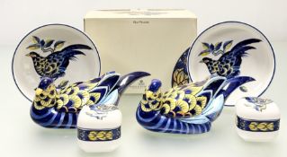 A collection of Royal Copenhagen Blue Pheasant designed after C Joachim comprising, a pair of