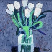 Fiona Sturrock (Contemporary School), Still life of White Tulips in a vase, acrylic on board, signed