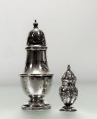 A George V Birmingham silver weighted base dome top sugar castor: h. x 14cm Birmingham 1913 102.1g