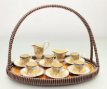 A Bursley Ware Bacchus pattern part coffee service comprising, a milk jug (h-12cm), a sugar bowl (