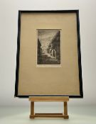 A collection of works comprising, a J Wallace Bennett, The Old Inn, etching, titled, signed and
