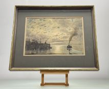 Edward Francis Clarke (English active 1867-1887), Moonlight on the Clyde, watercolour, signed bottom