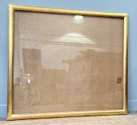 A large glazed gilt rectangular frame. (80cmx94cm)