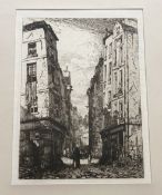 Maxime Lalanne (French 1827-1886), Rue des Marmousets (Vieux Paris), etching, in a glazed frame (