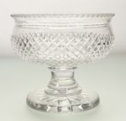 A handsome late 19thc crystal criss-cross cut punch bowl, raised on circular base. (h-23cm w-25cm)