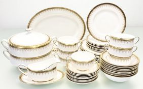 A Paragon Athena pattern part dinner service comprising, two casserole dishes (one with cover), a