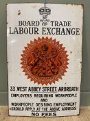 An Edwardian enamel Board of Trade Labour Exchange sign, C. 1910, advertising West Abbey Street